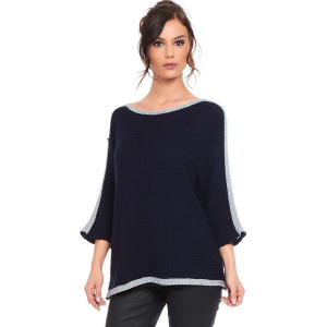 Sweter "Cecile" w kolorze granatowym. Niebieskie swetry klasyczne marki Cosy Winter, ze splotem, z okrągłym kołnierzem. W wyprzedaży za 159,95 zł.