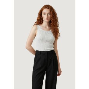 Bezrękawnik Kobieta ONLY Onlanna Sl Glitter Revers Rib Top Knt. Żółte topy ONLY, l, bez wzorów, z materiału, eleganckie, bez kołnierzyka, bez ramiączek. Za 158,50 zł.