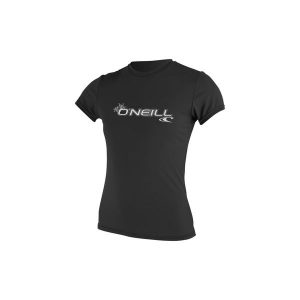 Koszulka do pływania damska O'Neill Basic Skins Sun Shirt. Białe bluzki O'Neill, xl, bez wzorów, sportowe, bez kołnierzyka, bez ramiączek. Za 99,99 zł.