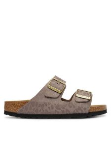 Birkenstock Klapki Arizona 1031941 Beżowy. Brązowe klapki Birkenstock, bez wzorów, ze skóry, bez obcasa. Za 449,99 zł.