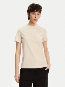 Calvin Klein Jeans T-Shirt J20J225256 Beżowy Regular Fit. Brązowe t-shirty Calvin Klein Jeans, xl, bez wzorów, z bawełny, bez kołnierzyka, bez ramiączek. Za 119,99 zł.