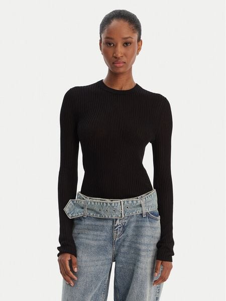 HUGO Sweter Somya_B 50554221 Czarny Slim Fit. Czarne swetry klasyczne Hugo, m, z wiskozy, bez kołnierzyka. Za 429,99 zł.