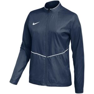 Kurtka damska Nike Park 26 Rain, wodoodporna, 100% poliester z recyklingu. Niebieskie kurtki Nike, bez wzorów, z poliesteru, bez kaptura. Za 141,99 zł.