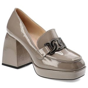 Szare Półbuty S.Barski Damskie Eleganckie Obuwie. Szare półbuty S.BARSKI, bez wzorów, ze skóry ekologicznej, bez obcasa, na obcasie, bez zapięcia. Za 219,00 zł.