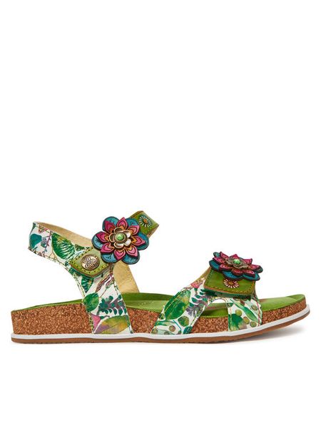 Laura Vita Sandały Brcyano 12 Zielony. Zielone sandały LAURA VITA, bez wzorów, ze skóry, bez obcasa, na płaskiej podeszwie, bez zapięcia. Za 429,99 zł.