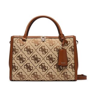 Torebka Guess. Brązowe kuferki Guess, z aplikacjami, bez dodatków. Za 674,99 zł.