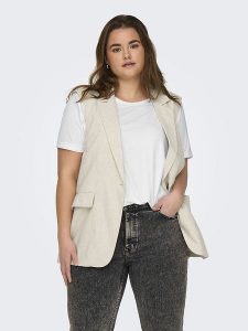 ONLY Koszulka w kolorze białym rozmiar: XL-54. Białe bluzki ONLY, xl, bez wzorów, bez kołnierzyka, bez ramiączek. Za 52,67 zł.