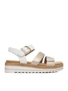 Remonte Sandały CEO-D0Q55-92 Złoty. Żółte sandały Remonte, bez wzorów, ze skóry, bez obcasa, na płaskiej podeszwie, bez zapięcia. Za 359,99 zł.