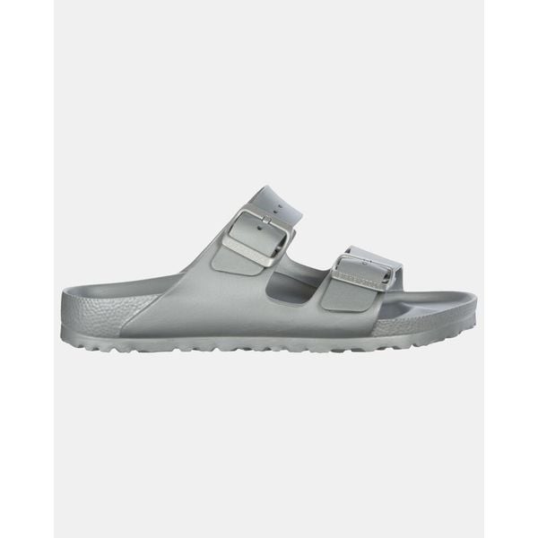 Klapki Birkenstock Arizona Eva Damskie. Szare klapki Birkenstock, bez wzorów, z materiału, bez obcasa. Za 329,00 zł.