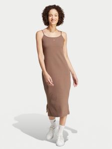 Adidas Sukienka codzienna ALL SZN IX3795 Brązowy Slim Fit. Brązowe kombinezony ADIDAS, s, bez wzorów, z bawełny, bez kołnierzyka, bez ramiączek. Za 129,99 zł.