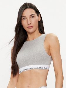 Calvin Klein Underwear Biustonosz top 000QF7626E Szary. Szare topy Calvin Klein Underwear, xl, bez wzorów, z bawełny, bez kołnierzyka, bez ramiączek. Za 189,99 zł.