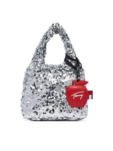 Tommy Jeans Torebka Tjw Bodega Sequins Shopper AW0AW19091 Srebrny. Szare shopper bag Tommy Jeans, bez wzorów, z jeansu, bez dodatków. Za 489,99 zł.