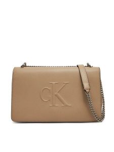 Calvin Klein Jeans Torebka Sculpted Ew Flap25 Shoulder Bag LV04K3035G Beżowy. Brązowe torebki wieczorowe Calvin Klein Jeans, bez wzorów, z jeansu, bez dodatków. Za 329,99 zł.
