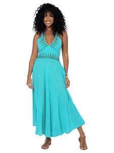 Aller Simplement Sukienka w kolorze turkusowym rozmiar: 34-40. Niebieskie sukienki Aller Simplement, bez wzorów, z bawełny, bez kołnierzyka, bez ramiączek, maxi. Za 100,99 zł.