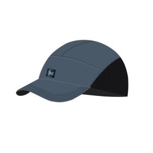 Czapka do biegania z daszkiem unisex Buff Pack Speed Cap Solid Steel ochrona UV. Niebieskie czapki Buff, bez wzorów, sportowe. W wyprzedaży za 104,93 zł.