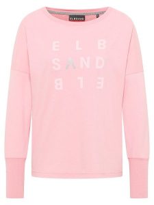 ELBSAND Koszulka "Ingaria" w kolorze jasnoróżowym rozmiar: XS. Różowe bluzki ELBSAND, xs, bez wzorów, z bawełny, bez kołnierzyka, bez ramiączek. Za 82,99 zł.