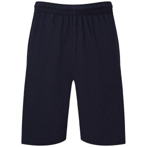 Spodenki Jersey Dla Dorosłych Unisex. Niebieskie szorty FRUIT OF THE LOOM, bez wzorów, z jersey, sportowe. Za 48,99 zł.