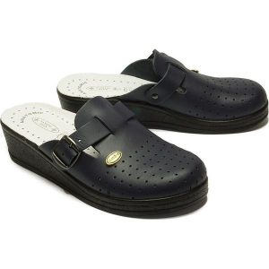 SANITAL FLEX 708/I blue, klapki damskie. Niebieskie klapki Sanital-Flex, bez wzorów, ze skóry, bez obcasa. Za 114,90 zł.