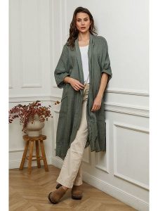Plume Lniany kardigan w kolorze khaki rozmiar: XL. Brązowe kardigany Plume, ze lnu. Za 202,03 zł.