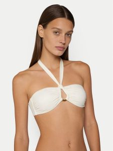Guess Góra od bikini E6GJ15 KF590 Biały. Białe bikini Guess, z aplikacjami, z syntetyku. Za 329,99 zł.