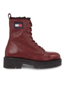Tommy Jeans Trzewiki Tjw Urban Tumbled Ltr Wl EN0EN02317 Bordowy. Czerwone botki Tommy Jeans, bez wzorów, z jeansu, bez obcasa, na płaskiej podeszwie, bez zapięcia. Za 579,99 zł.