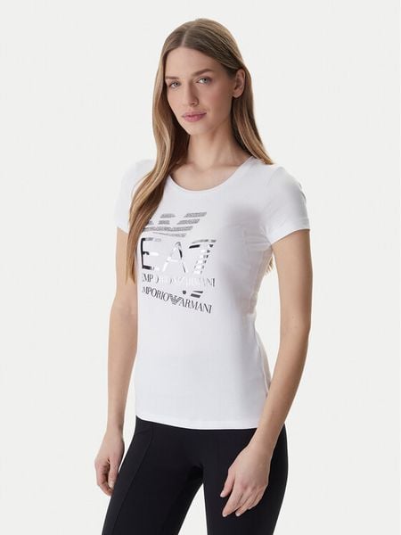 EA7 Emporio Armani T-Shirt 7W000977 AF10373 Biały Regular Fit. Białe t-shirty EA7 Emporio Armani, xxl, bez wzorów, z bawełny, bez kołnierzyka, bez ramiączek. Za 224,99 zł.