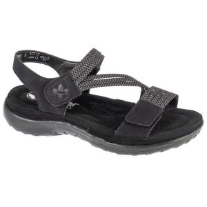 Sandały Rieker Sandals 64870-00 czarne. Czarne sandały bez wzorów, z gumy, z otwartym noskiem, bez obcasa, bez zapięcia. Za 374,33 zł.