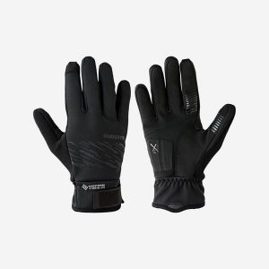 Rękawiczki na rower Windstopper® Gore-Tex Labs ciepłe. Brązowe rękawiczki Shimano, bez wzorów, z gore-texu. Za 199,99 zł.