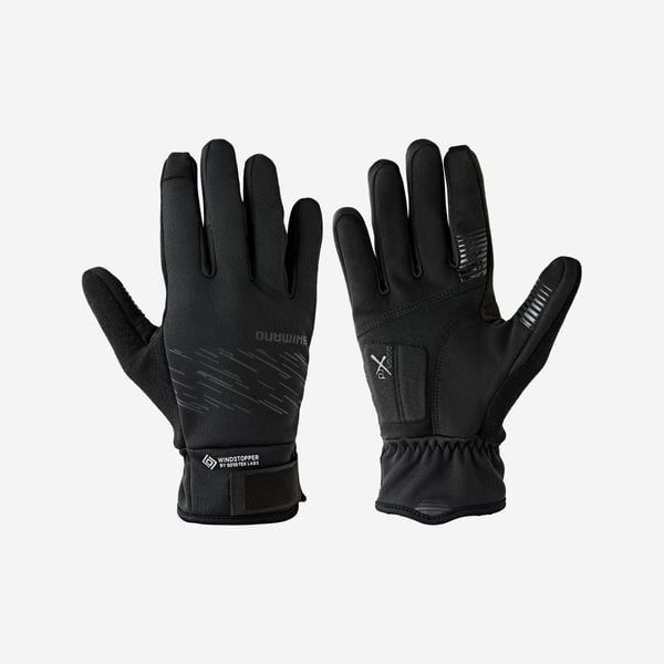 Rękawiczki na rower Windstopper® Gore-Tex Labs ciepłe. Brązowe rękawiczki Shimano, bez wzorów, z gore-texu. Za 199,99 zł.