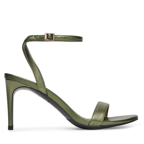 Sandały Eva Minge. Zielone sandały Eva Minge, bez wzorów, bez obcasa, na szpilce, bez zapięcia. Za 429,99 zł.