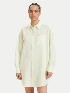 Tommy Jeans Sukienka koszulowa DW0DW22344 Zielony jasny Relaxed Fit. Zielone kombinezony Tommy Jeans, xxs, bez wzorów, z jeansu, bez kołnierzyka, bez ramiączek. Za 449,99 zł.