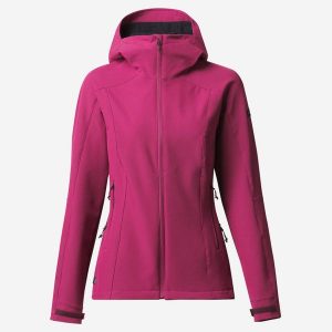 Kurtka turystyczna damska Softshell Forclaz MT500. Czarne kurtki FORCLAZ, l, bez wzorów, z polaru, bez kaptura. Za 249,99 zł.