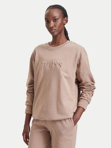 Guess Bluza O5RQ03 KCO31 Brązowy Regular Fit. Brązowe bluzy Guess, m, z aplikacjami, z bawełny, bez kaptura. Za 264,99 zł.
