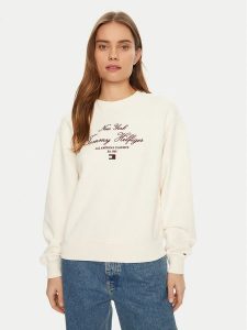 Tommy Hilfiger Bluza Modern Script WW0WW43844 Écru Regular Fit. Bluzy TOMMY HILFIGER, xxl, bez wzorów, z bawełny, bez kaptura. Za 339,99 zł.