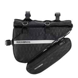 Zestaw toreb rowerowych na ramę Rockbros 30180017001. Czarne torebki klasyczne ROCKBROS, bez wzorów, bez dodatków. Za 153,00 zł.