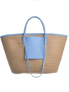 BLE Shopper bag w kolorze niebiesko-jasnobrązowym - 53 x 30 cm rozmiar: onesize. Brązowe shopper bag BLE, bez wzorów, z materiału, na ramię, bez dodatków. Za 61,46 zł.