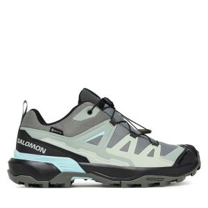 Trekkingi Salomon. Szare buty sportowe Salomon, bez wzorów, z gore-texu, bez zapięcia, trekkingowe, gore-tex. Za 489,99 zł.