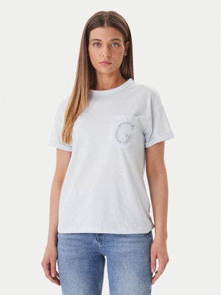 Guess T-Shirt W6GI17 K3037 Niebieski Regular Fit. Niebieskie t-shirty Guess, m, z aplikacjami, z bawełny, bez kołnierzyka, bez ramiączek. Za 119,99 zł.