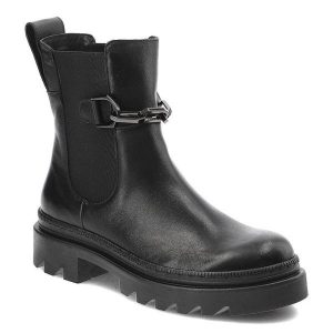 Czarne Botki Nessi Modne Skórzane Buty Damskie. Czarne botki Nessi, z aplikacjami, ze skóry, bez obcasa, na obcasie, bez zapięcia. Za 479,00 zł.