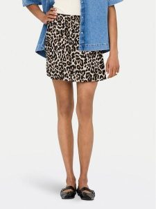 ONLY Spódnica mini 15322967 Brązowy Regular Fit. Brązowe spódnice ONLY, s, bez wzorów, z wiskozy, mini. Za 59,99 zł.