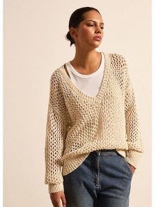 STEFANEL Sweter w kolorze beżowym rozmiar: XS. Brązowe swetry oversize Stefanel, xs, bez wzorów, bez ramiączek. Za 260,99 zł.