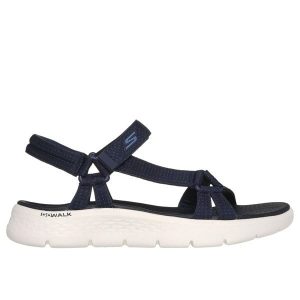 Sandały damskie Skechers Go Walk Flex-Sublime. Niebieskie sandały Skechers, bez wzorów, bez obcasa, bez zapięcia. Za 289,50 zł.