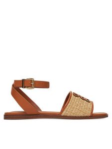 Nine West Sandały CWBFS181-03 Brązowy. Brązowe sandały Nine West, bez wzorów, z materiału, bez obcasa, na płaskiej podeszwie, bez zapięcia. Za 117,99 zł.