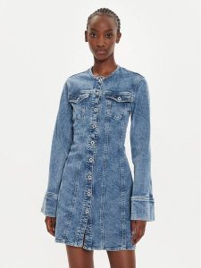 Pepe Jeans Sukienka jeansowa PL953549 Niebieski Regular Fit. Niebieskie kombinezony Pepe Jeans, xs, bez wzorów, z bawełny, bez kołnierzyka, bez ramiączek. Za 309,99 zł.