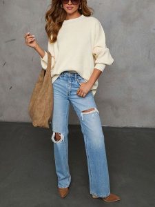 Milan Kiss Sweter w kolorze beżowym rozmiar: L. Brązowe swetry oversize Milan Kiss, l, bez wzorów, bez ramiączek. Za 210,32 zł.