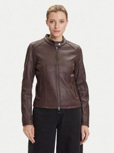 Desigual Kurtka z imitacji skóry Basic 25WWEW43 Brązowy Regular Fit. Brązowe kurtki Desigual, xs, bez wzorów, ze skóry, bez kaptura. Za 339,99 zł.