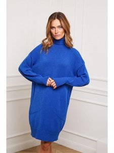 Joséfine Sukienka dzianinowa "Landreau" w kolorze niebieskim rozmiar: XL. Niebieskie sukienki Joséfine, xl, bez wzorów, z dzianiny, bez kołnierzyka, bez ramiączek, midi. Za 193,24 zł.