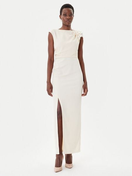 Rinascimento Sukienka wieczorowa CFC0020094002 Beżowy Slim Fit. Brązowe kombinezony Rinascimento, m, bez wzorów, z syntetyku, wizytowe, bez kołnierzyka, bez ramiączek. Za 339,99 zł.