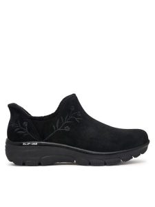 Skechers Półbuty Easy Going - Floral Moment 169157 Czarny. Czarne półbuty Skechers, bez wzorów, ze skóry, bez obcasa, na płaskiej podeszwie, bez zapięcia. Za 429,99 zł.