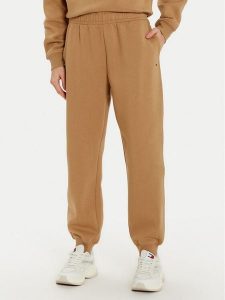 Tommy Hilfiger Spodnie dresowe Essential WW0WW45966 Beżowy Regular Fit. Brązowe spodnie dresowe TOMMY HILFIGER, xxl, bez wzorów, z bawełny. Za 299,99 zł.